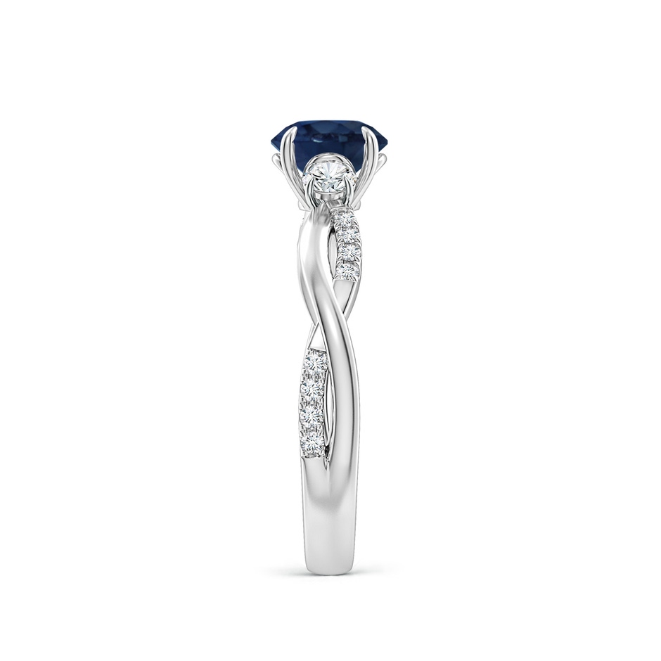 6mm AA Three Stone Round Blue Sapphire & Diamond Engagement Ring in White Gold side 299