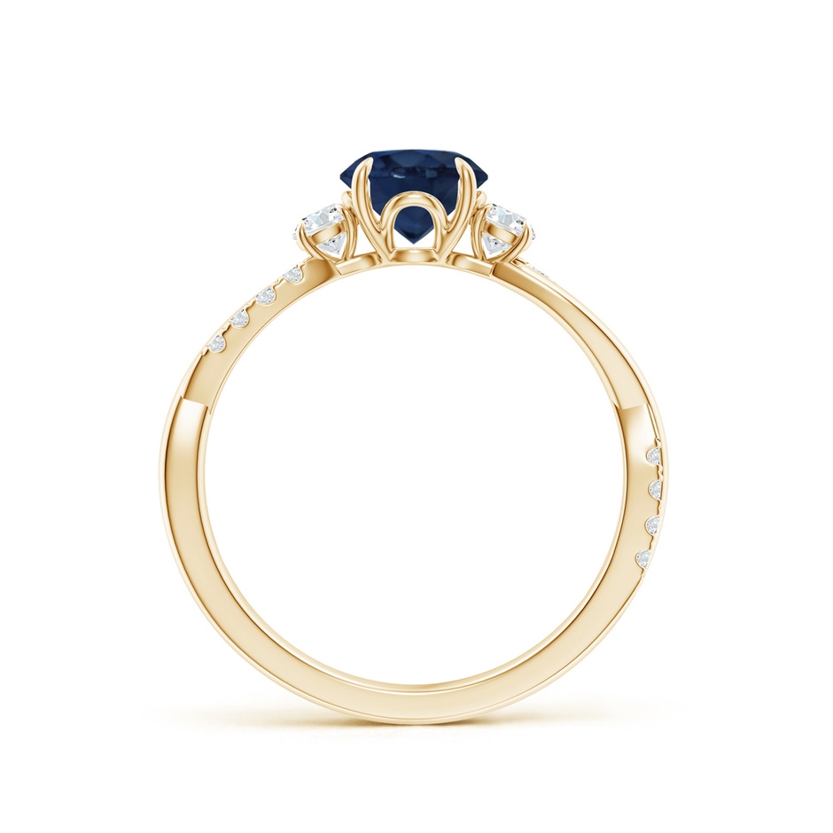 6mm AA Three Stone Round Blue Sapphire & Diamond Engagement Ring in Yellow Gold side 199