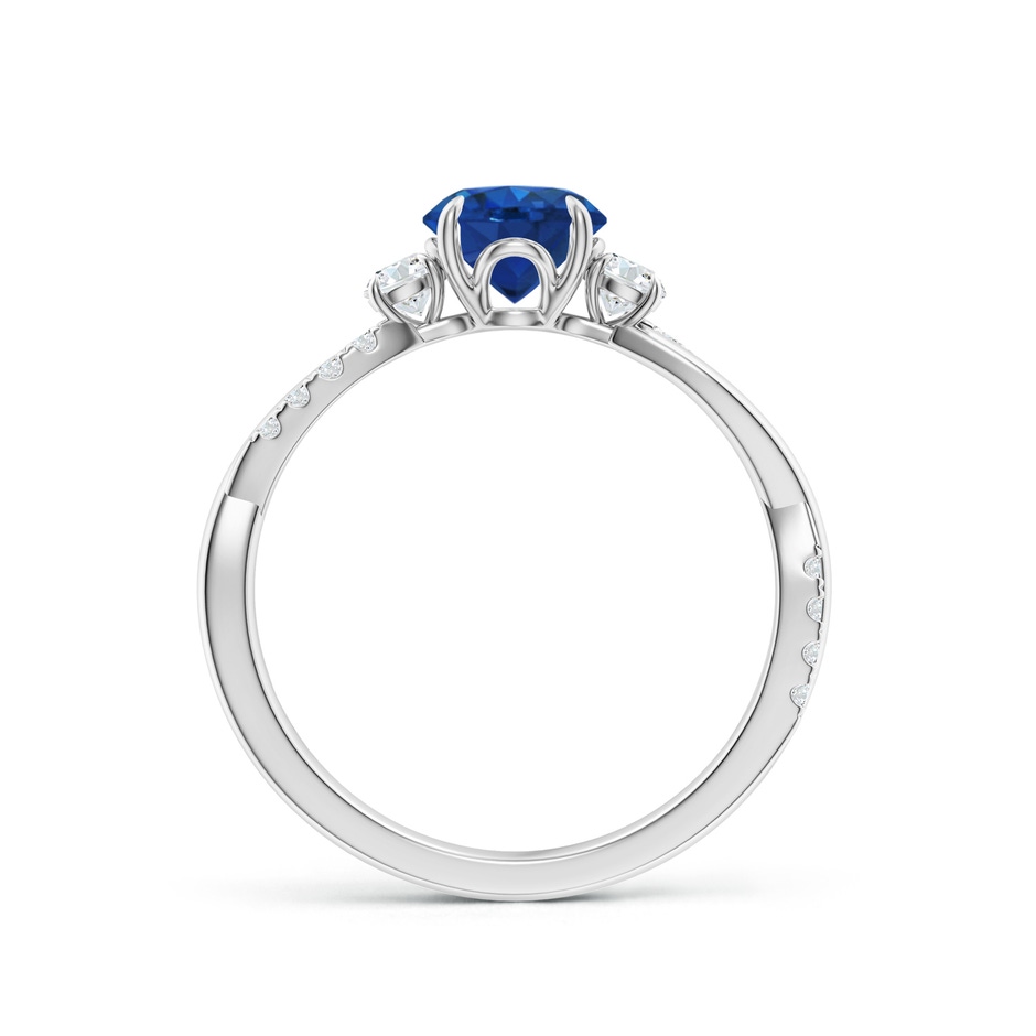 6mm AAA Three Stone Round Blue Sapphire & Diamond Engagement Ring in 18K White Gold side 199