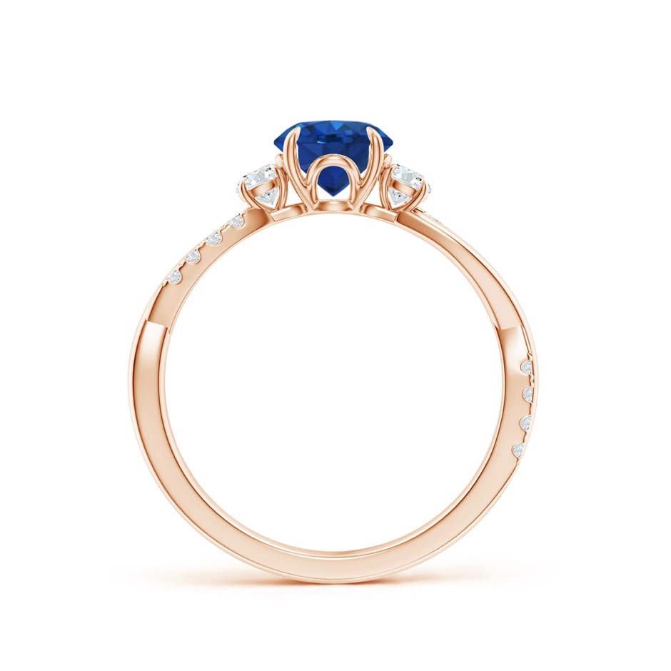 6mm AAA Three Stone Round Blue Sapphire & Diamond Engagement Ring in Rose Gold side 199