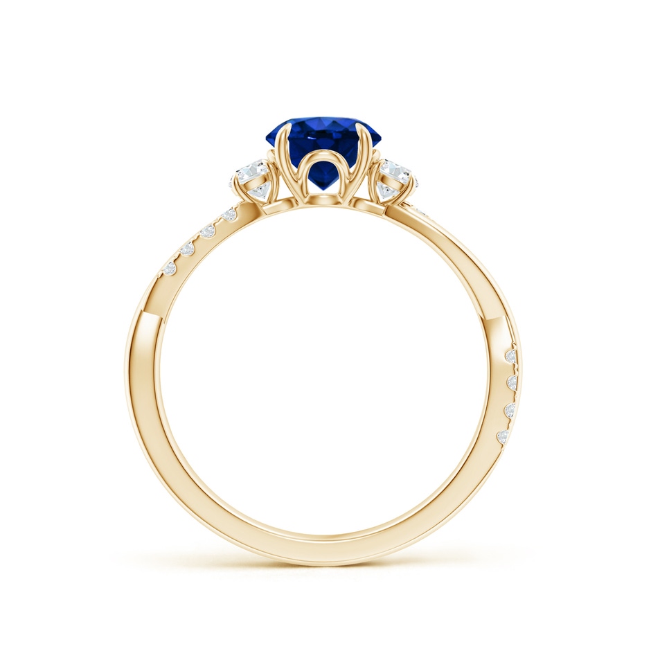 6mm Lab-Grown Three Stone Round Blue Sapphire & Diamond Engagement Ring in Yellow Gold side 199