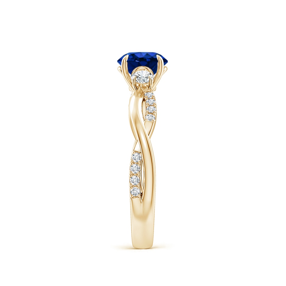 6mm Lab-Grown Three Stone Round Blue Sapphire & Diamond Engagement Ring in Yellow Gold side 299