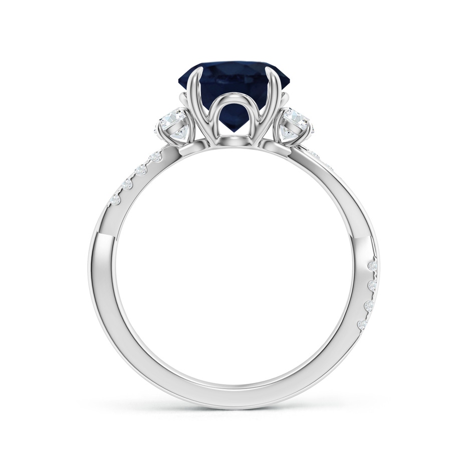 8mm A Three Stone Round Blue Sapphire & Diamond Engagement Ring in White Gold side 199