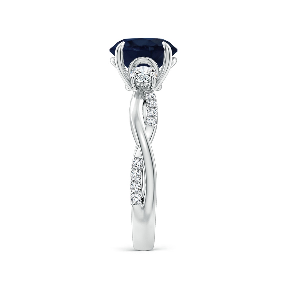 8mm A Three Stone Round Blue Sapphire & Diamond Engagement Ring in White Gold side 299