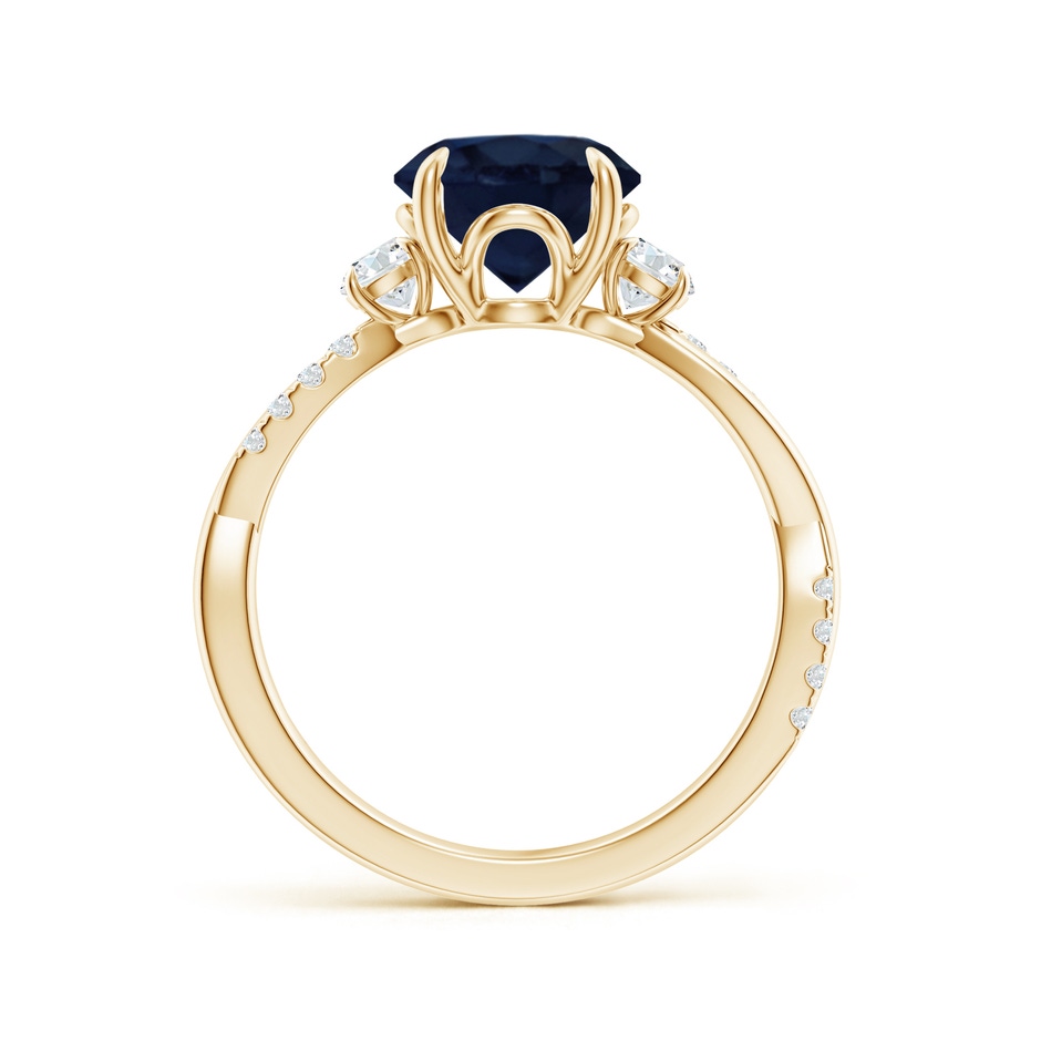 8mm A Three Stone Round Blue Sapphire & Diamond Engagement Ring in Yellow Gold side 199