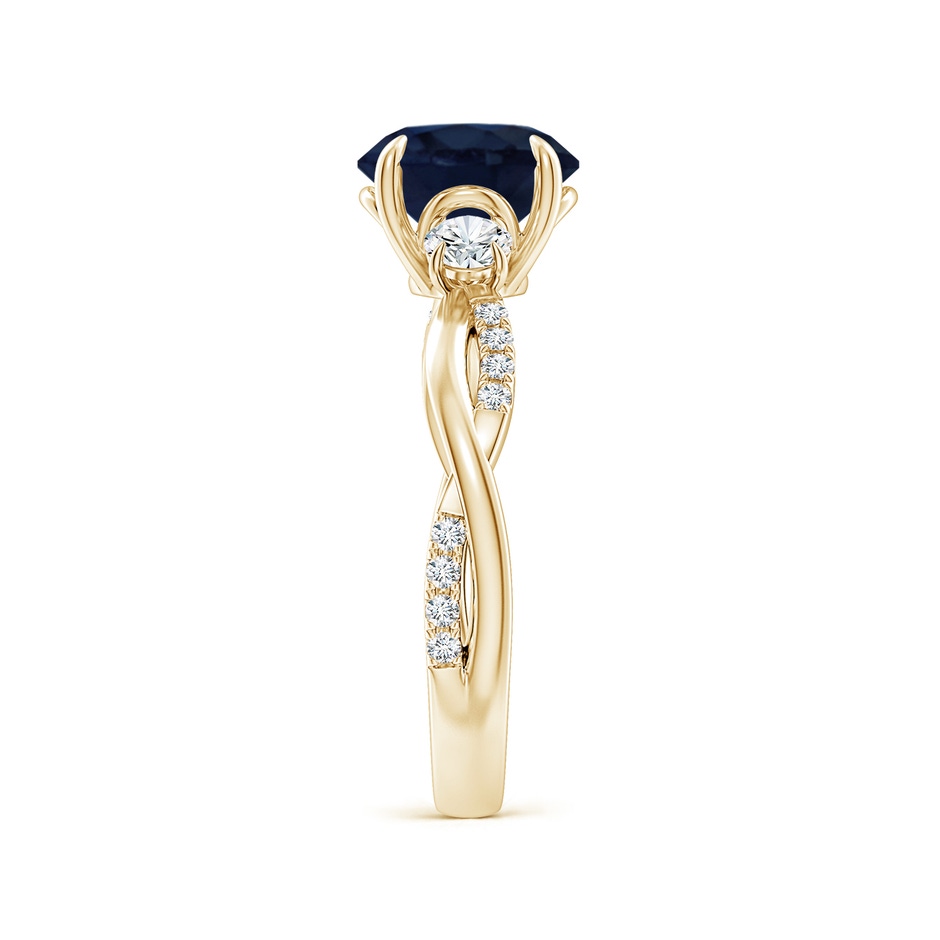 8mm A Three Stone Round Blue Sapphire & Diamond Engagement Ring in Yellow Gold side 299