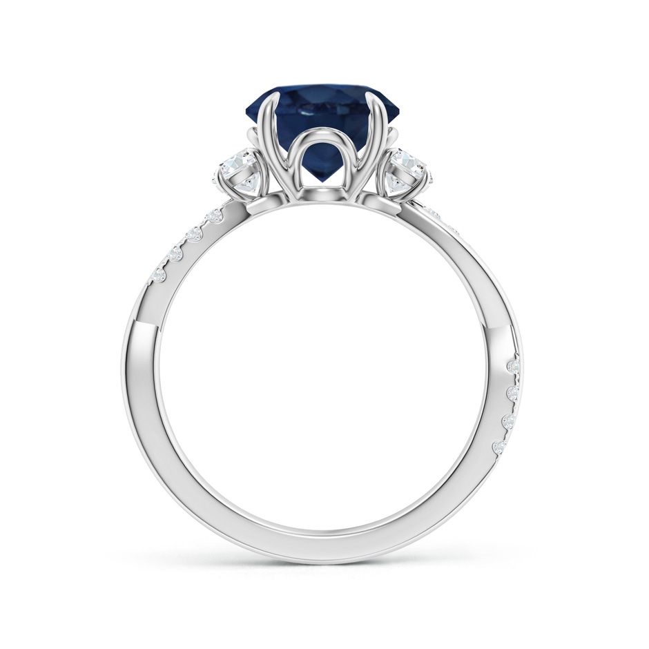 8mm AA Three Stone Round Blue Sapphire & Diamond Engagement Ring in White Gold side 199