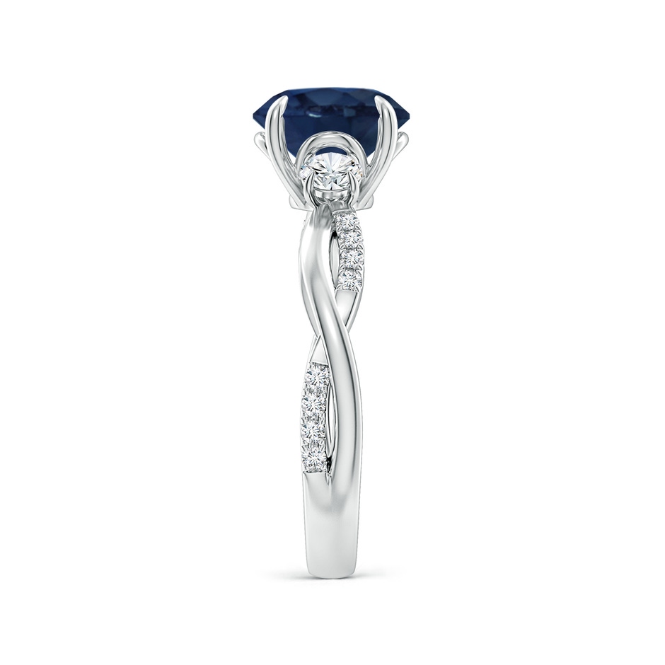 8mm AA Three Stone Round Blue Sapphire & Diamond Engagement Ring in White Gold side 299