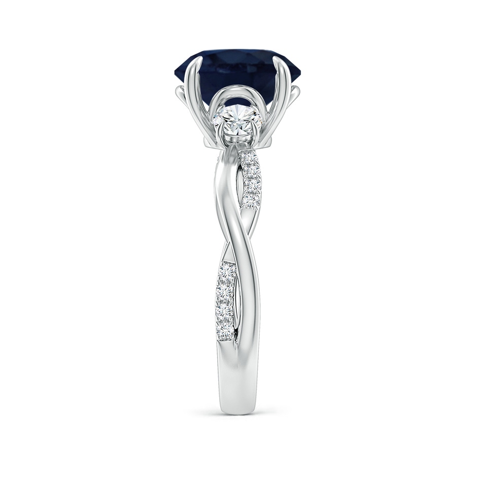 9mm A Three Stone Round Blue Sapphire & Diamond Engagement Ring in P950 Platinum side 299