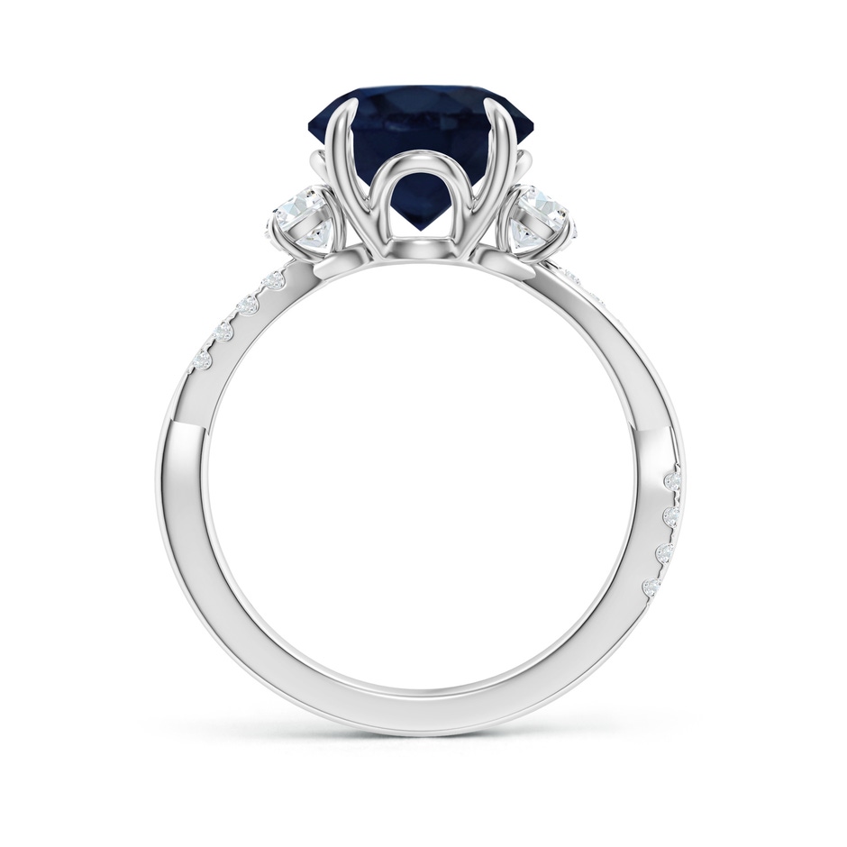 9mm A Three Stone Round Blue Sapphire & Diamond Engagement Ring in White Gold side 199