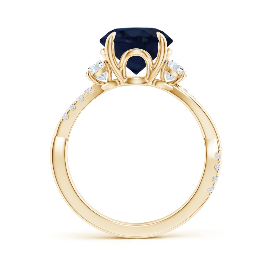 9mm A Three Stone Round Blue Sapphire & Diamond Engagement Ring in Yellow Gold side 199