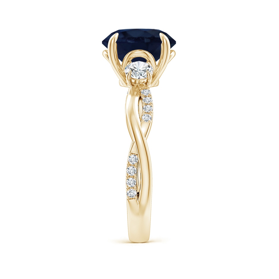 9mm A Three Stone Round Blue Sapphire & Diamond Engagement Ring in Yellow Gold side 299