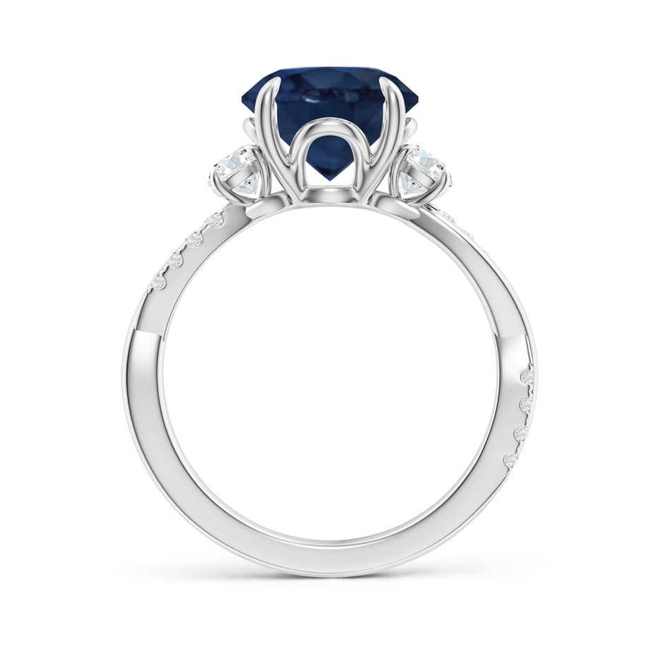 9mm AA Three Stone Round Blue Sapphire & Diamond Engagement Ring in P950 Platinum side 199