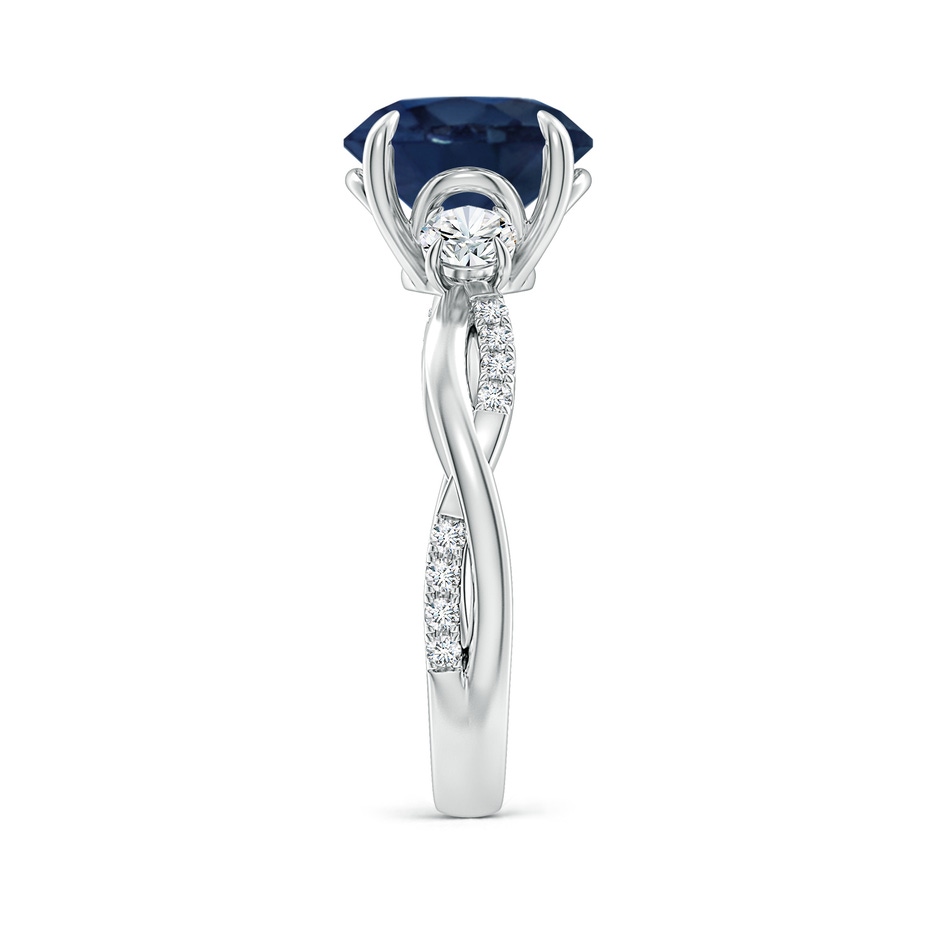 9mm AA Three Stone Round Blue Sapphire & Diamond Engagement Ring in P950 Platinum side 299