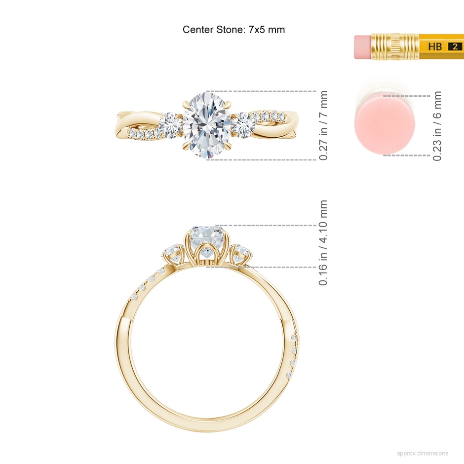7x5mm GVS2 SR4541D-YG-GVS2-7x5 in Yellow Gold ruler
