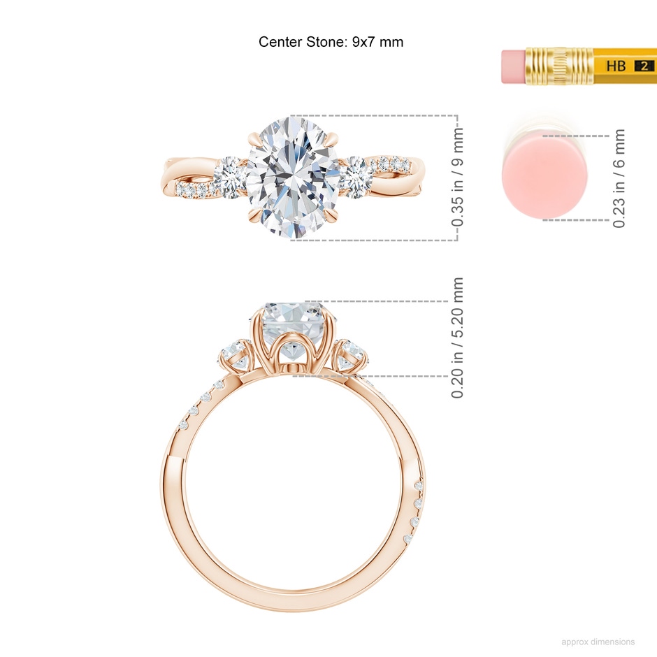 9x7mm GVS2 SR4541D-RGE-GVS2-9x7 in 18K Rose Gold ruler