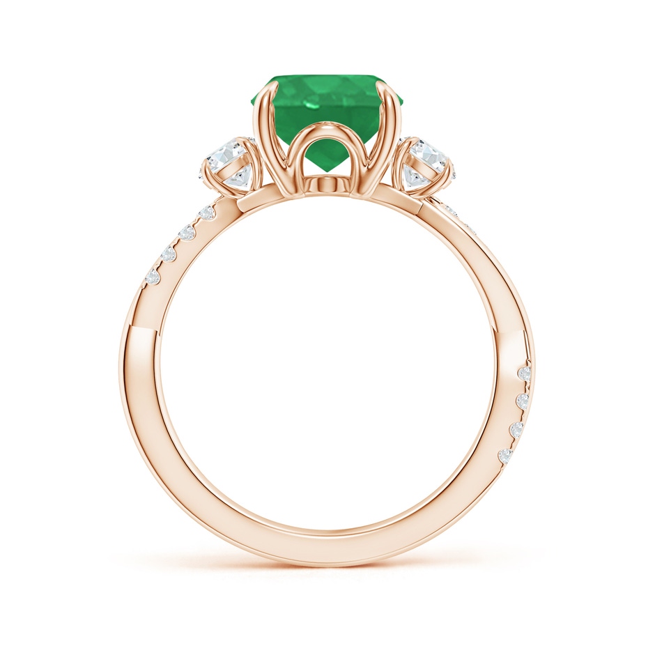 10x8mm A Three Stone Oval Emerald & Round Diamond Engagement Ring in Rose Gold side 199
