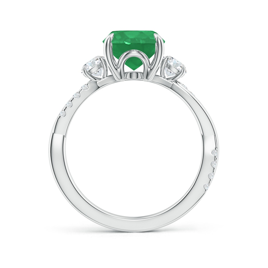 10x8mm A Three Stone Oval Emerald & Round Diamond Engagement Ring in White Gold side 199