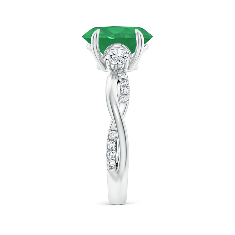 10x8mm A Three Stone Oval Emerald & Round Diamond Engagement Ring in White Gold side 299