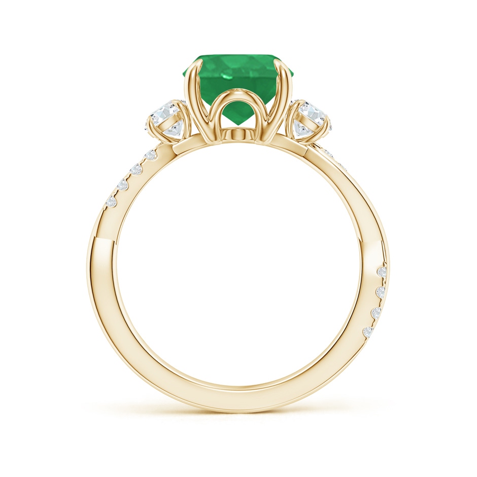 10x8mm A Three Stone Oval Emerald & Round Diamond Engagement Ring in Yellow Gold side 199