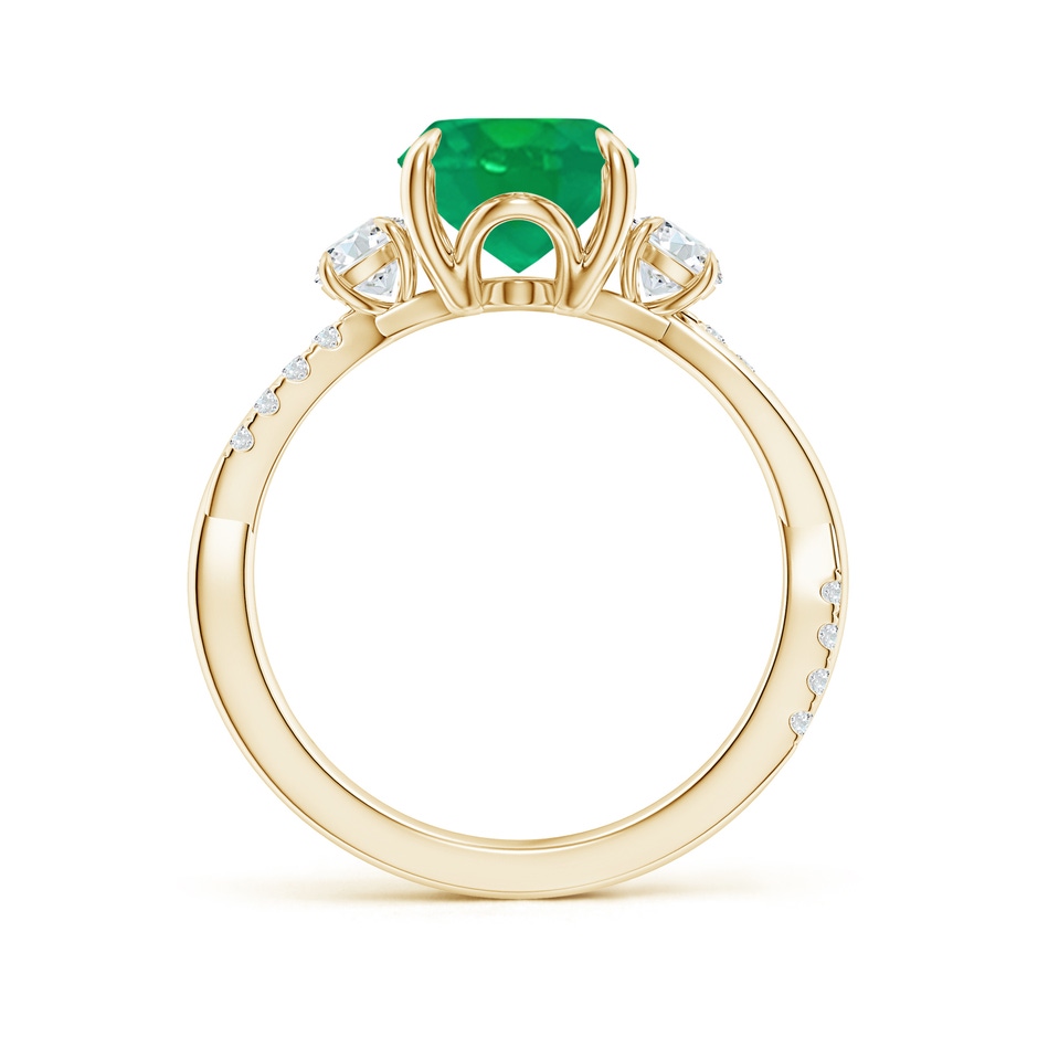 10x8mm AA Three Stone Oval Emerald & Round Diamond Engagement Ring in Yellow Gold side 199