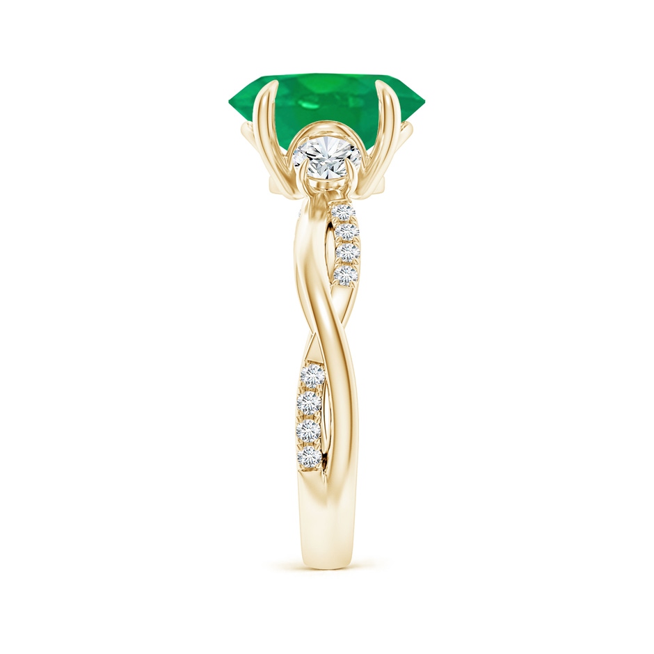 10x8mm AA Three Stone Oval Emerald & Round Diamond Engagement Ring in Yellow Gold side 299