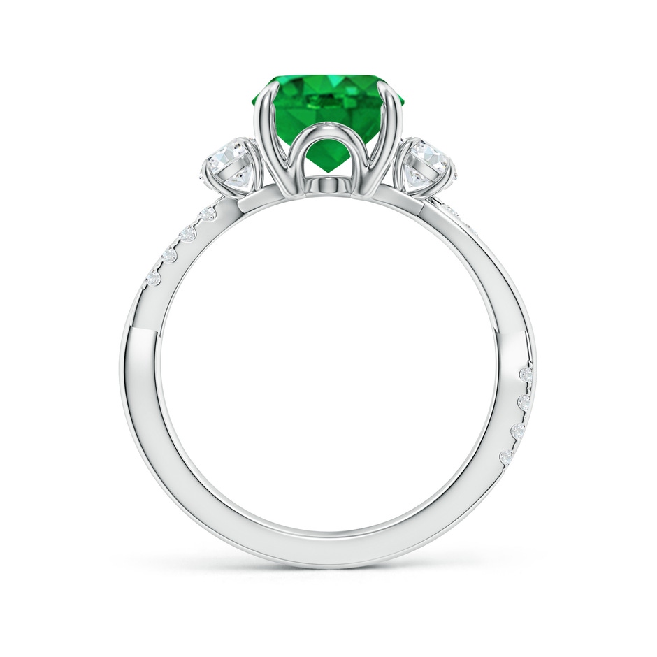 10x8mm AAA Three Stone Oval Emerald & Round Diamond Engagement Ring in P950 Platinum side 199