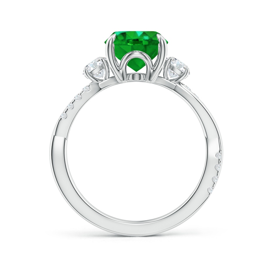 10x8mm AAAA Three Stone Oval Emerald & Round Diamond Engagement Ring in P950 Platinum side 199