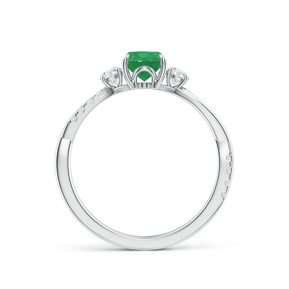 7x5mm A Three Stone Oval Emerald & Round Diamond Engagement Ring in P950 Platinum side 199