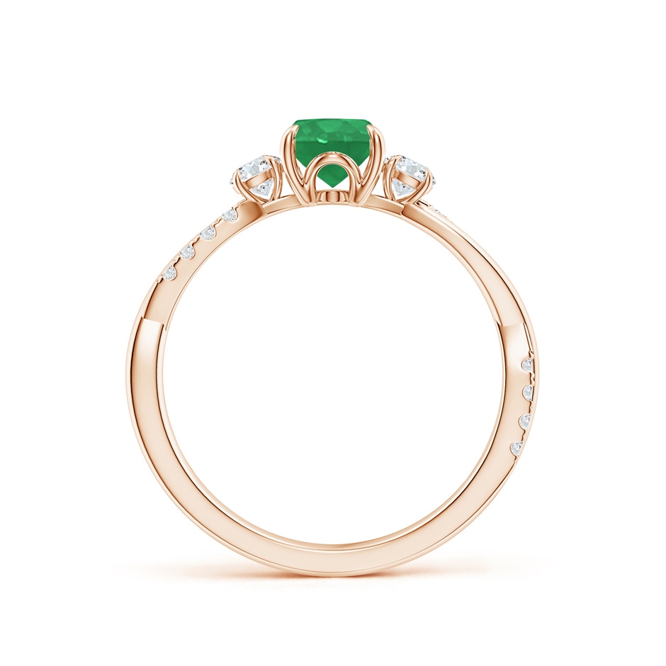 7x5mm A Three Stone Oval Emerald & Round Diamond Engagement Ring in Rose Gold side 199