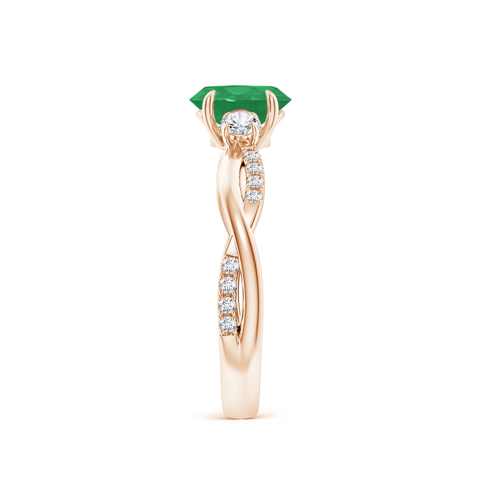 7x5mm A Three Stone Oval Emerald & Round Diamond Engagement Ring in Rose Gold side 299