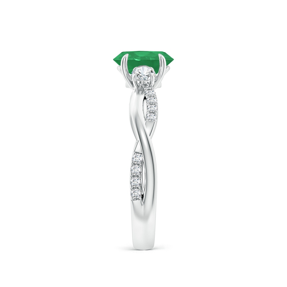 7x5mm A Three Stone Oval Emerald & Round Diamond Engagement Ring in White Gold side 299