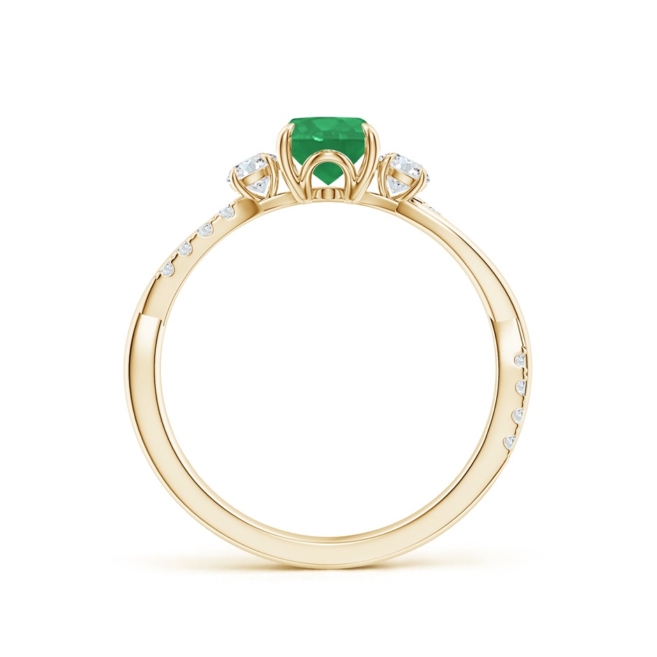7x5mm A Three Stone Oval Emerald & Round Diamond Engagement Ring in Yellow Gold side 199