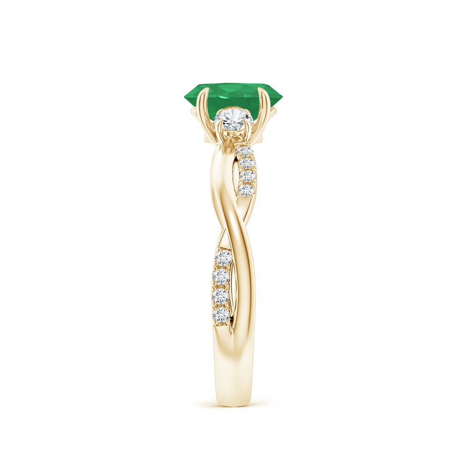 7x5mm A Three Stone Oval Emerald & Round Diamond Engagement Ring in Yellow Gold side 299