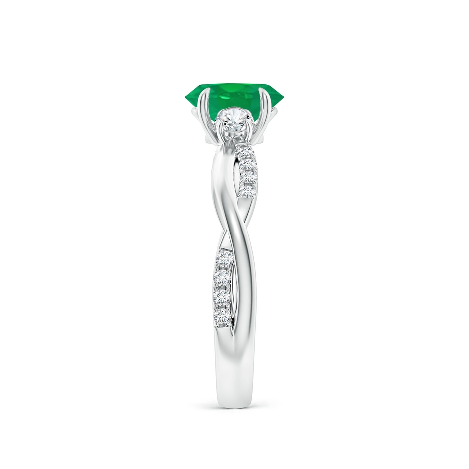 7x5mm AA Three Stone Oval Emerald & Round Diamond Engagement Ring in White Gold side 299