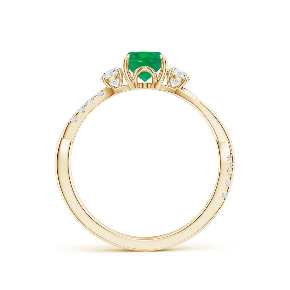 7x5mm AA Three Stone Oval Emerald & Round Diamond Engagement Ring in Yellow Gold side 199