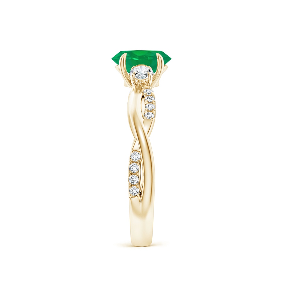 7x5mm AA Three Stone Oval Emerald & Round Diamond Engagement Ring in Yellow Gold side 299