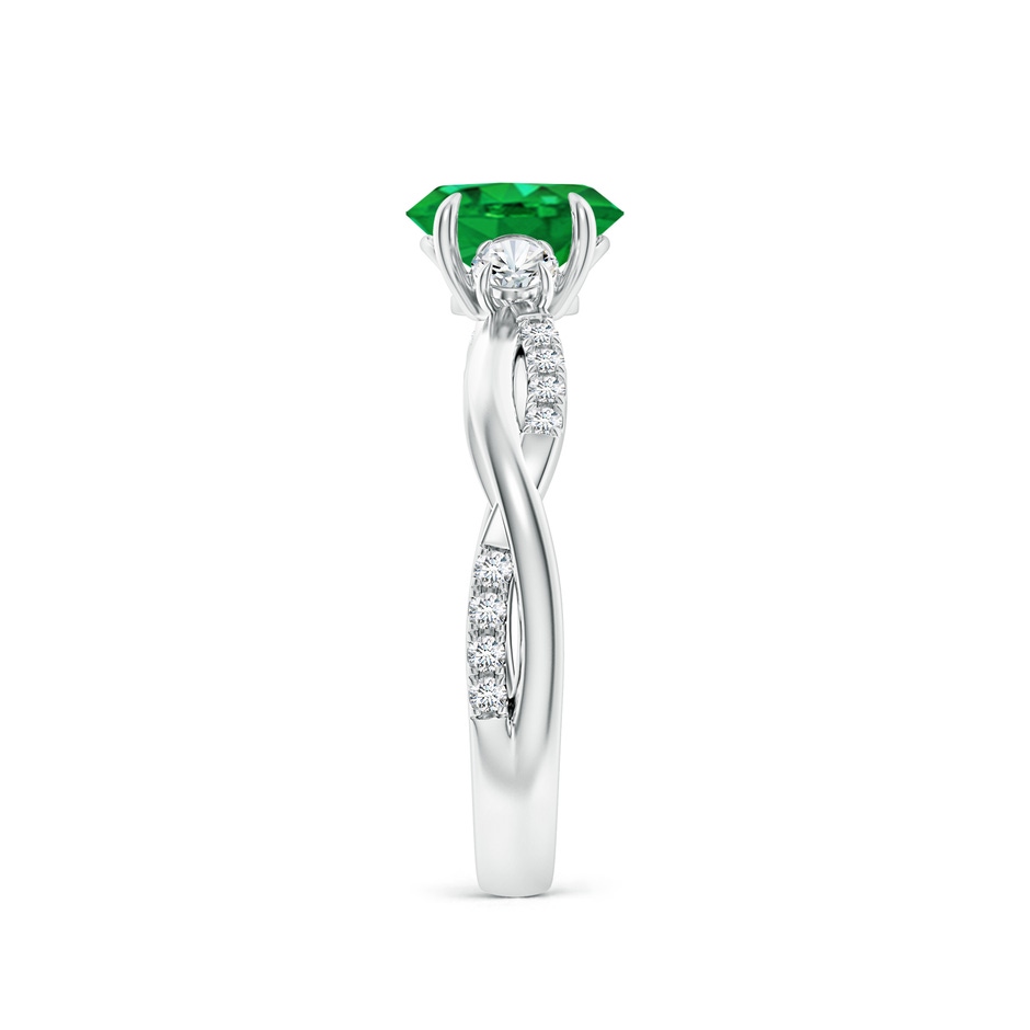 7x5mm AAA Three Stone Oval Emerald & Round Diamond Engagement Ring in P950 Platinum side 299