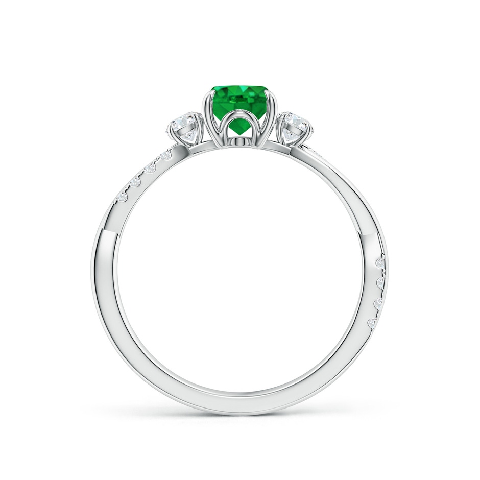 7x5mm AAA Three Stone Oval Emerald & Round Diamond Engagement Ring in White Gold side 199