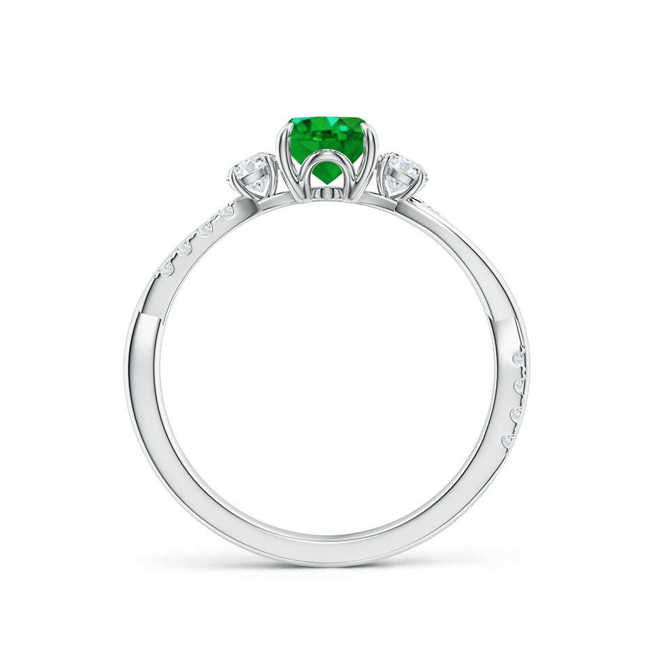 7x5mm AAAA Three Stone Oval Emerald & Round Diamond Engagement Ring in White Gold side 199
