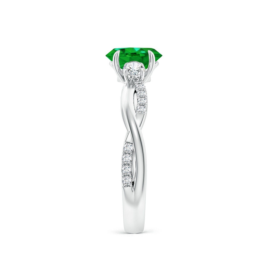 7x5mm AAAA Three Stone Oval Emerald & Round Diamond Engagement Ring in White Gold side 299
