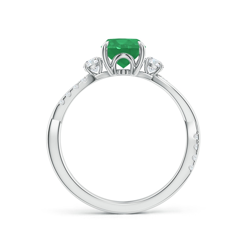 8x6mm A Three Stone Oval Emerald & Round Diamond Engagement Ring in White Gold side 199