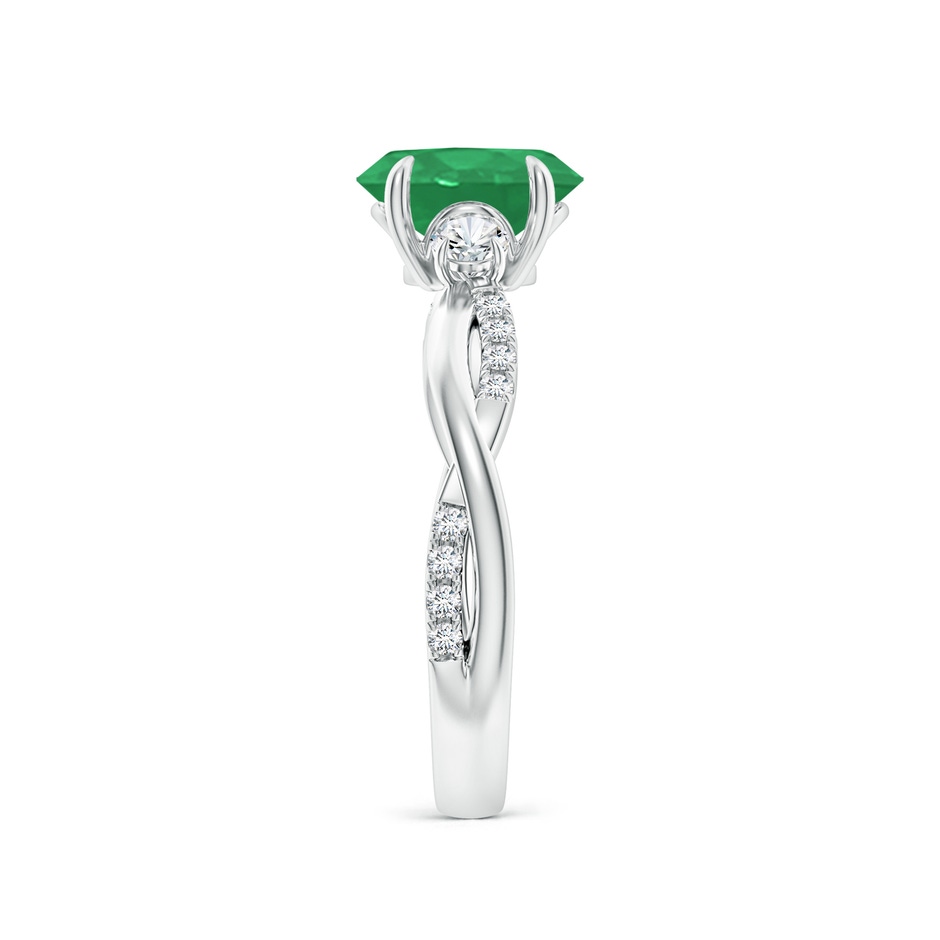 8x6mm A Three Stone Oval Emerald & Round Diamond Engagement Ring in White Gold side 299