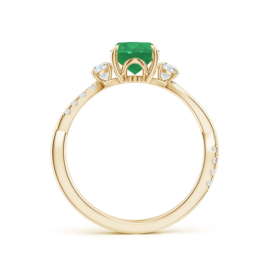 8x6mm A Three Stone Oval Emerald & Round Diamond Engagement Ring in Yellow Gold side 199