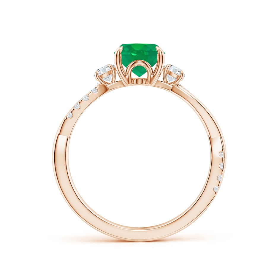 8x6mm AA Three Stone Oval Emerald & Round Diamond Engagement Ring in Rose Gold side 199
