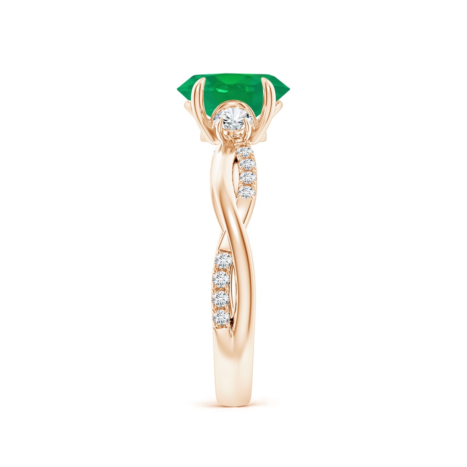 8x6mm AA Three Stone Oval Emerald & Round Diamond Engagement Ring in Rose Gold side 299