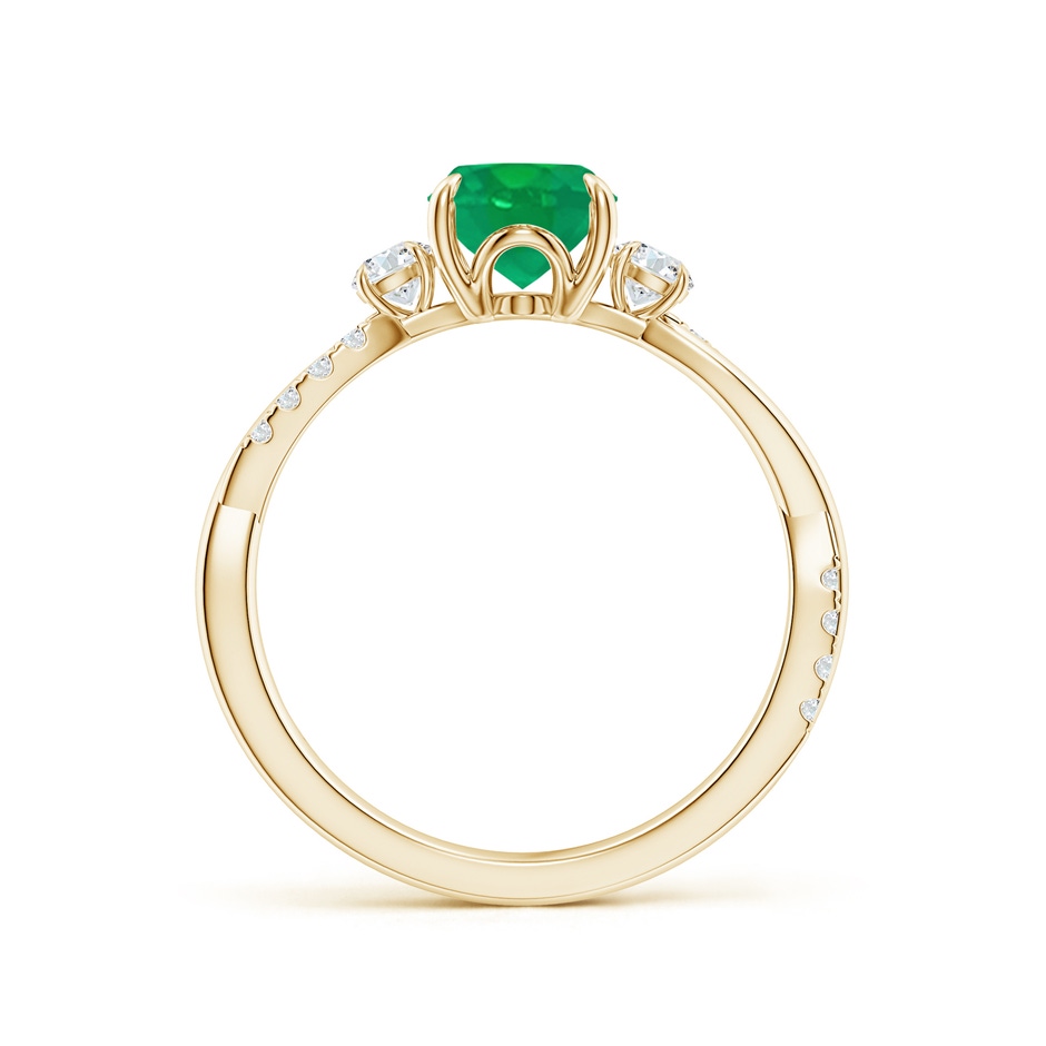 8x6mm AA Three Stone Oval Emerald & Round Diamond Engagement Ring in Yellow Gold side 199