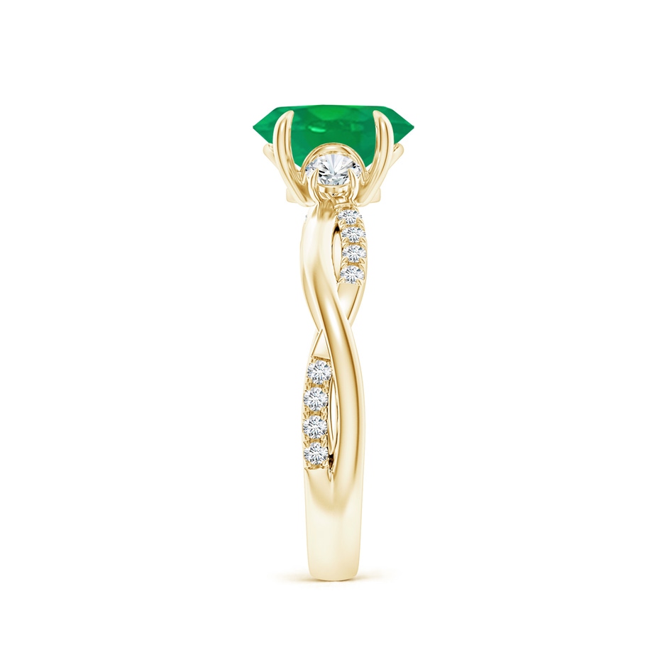 8x6mm AA Three Stone Oval Emerald & Round Diamond Engagement Ring in Yellow Gold side 299