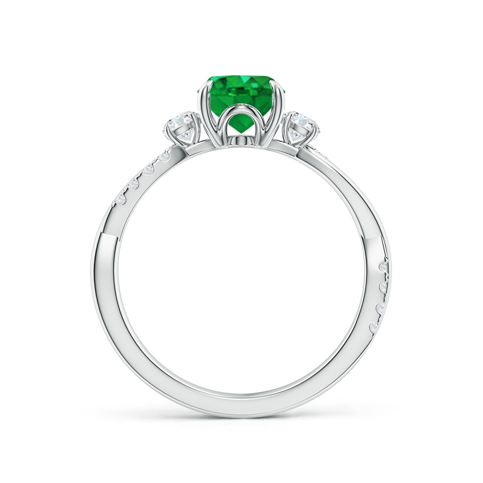 8x6mm AAA Three Stone Oval Emerald & Round Diamond Engagement Ring in White Gold side 199