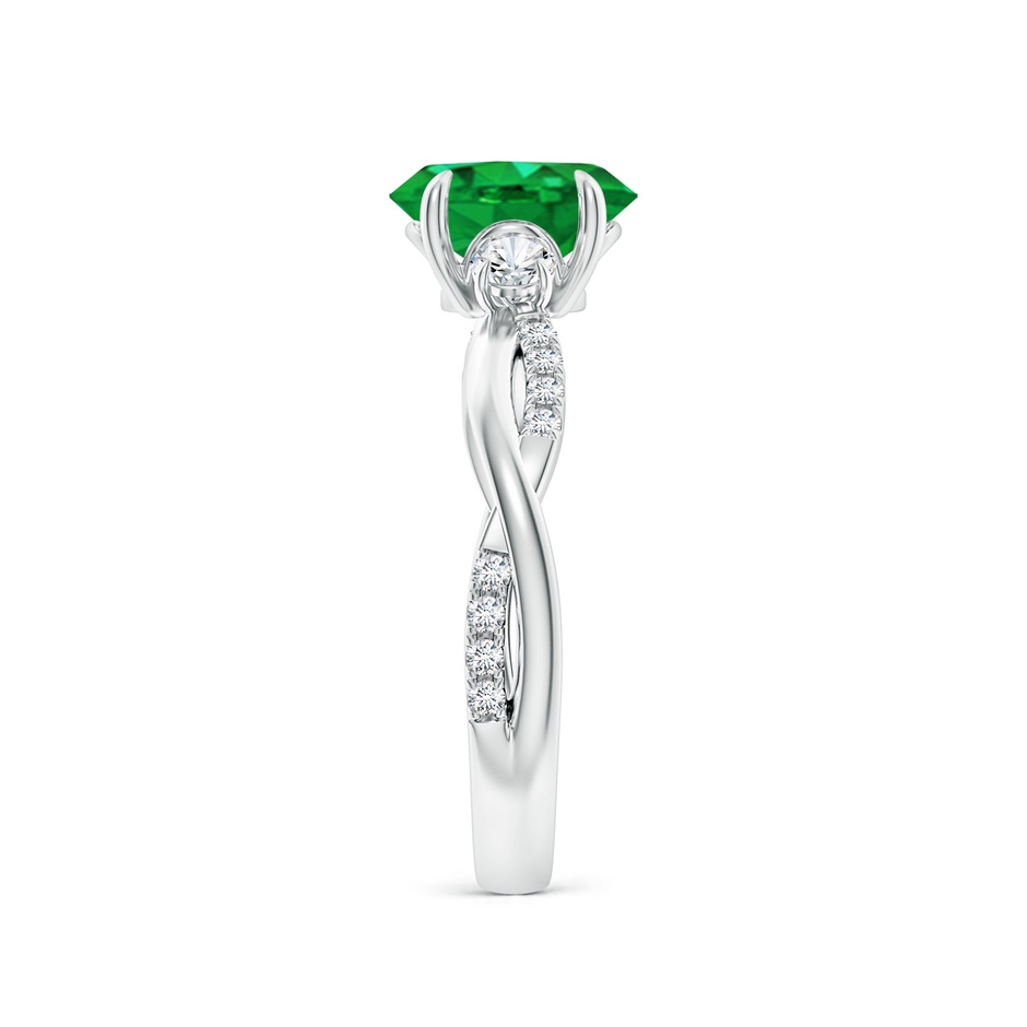 8x6mm AAA Three Stone Oval Emerald & Round Diamond Engagement Ring in White Gold side 299